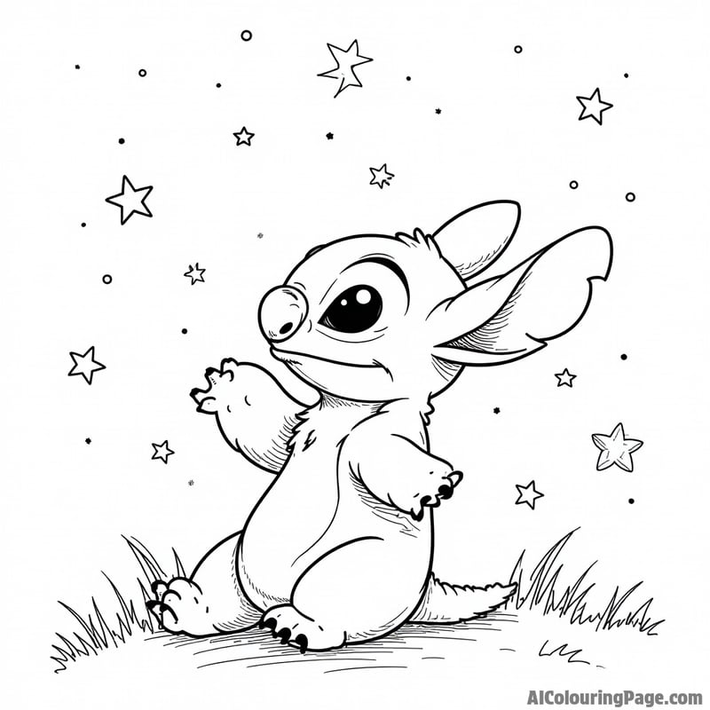 Stitch looking at the stars