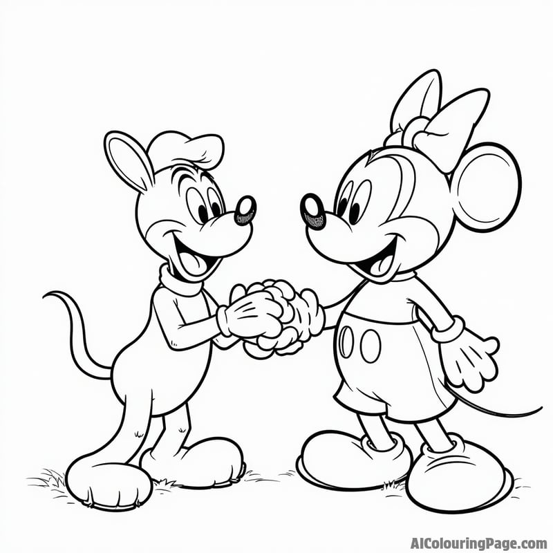 Mickey Mouse and Pluto playing fetch