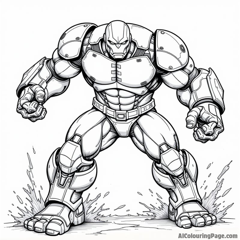 The Hulkbuster suit attacking
