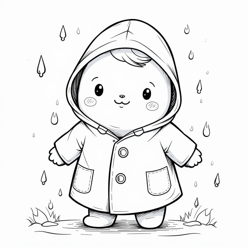 Squishmallow wearing a raincoat in the rain