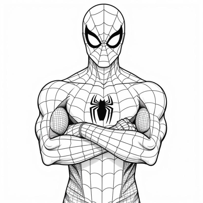 Spiderman arms crossed coloring page