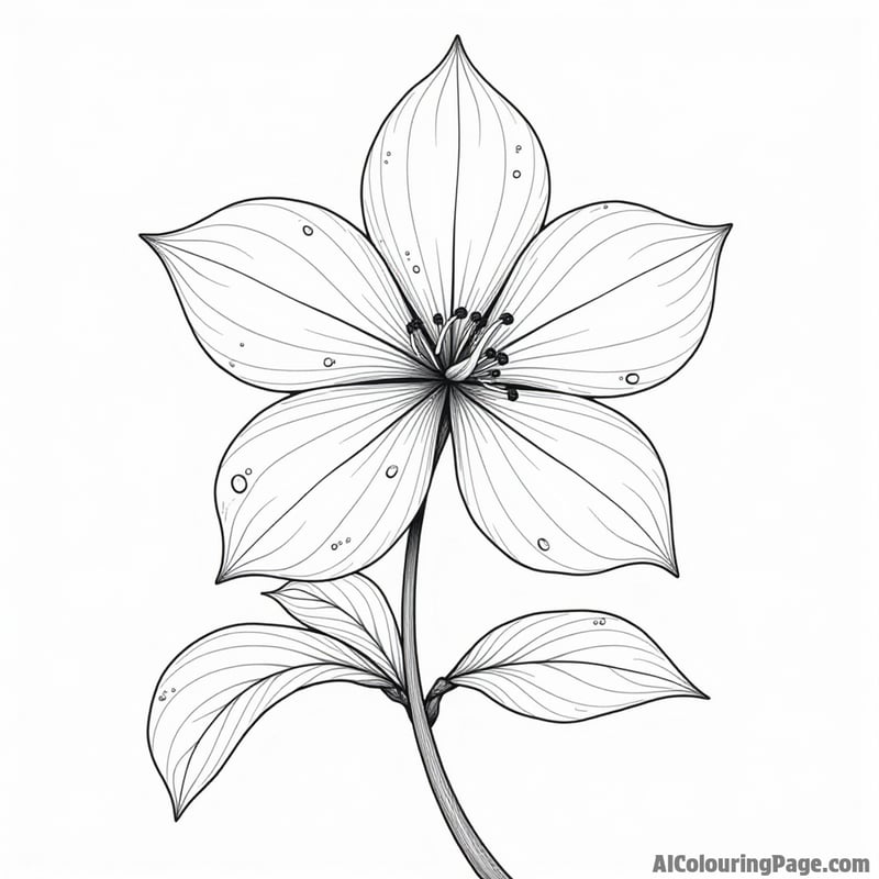 A single jasmine flower with dewdrops on its petals