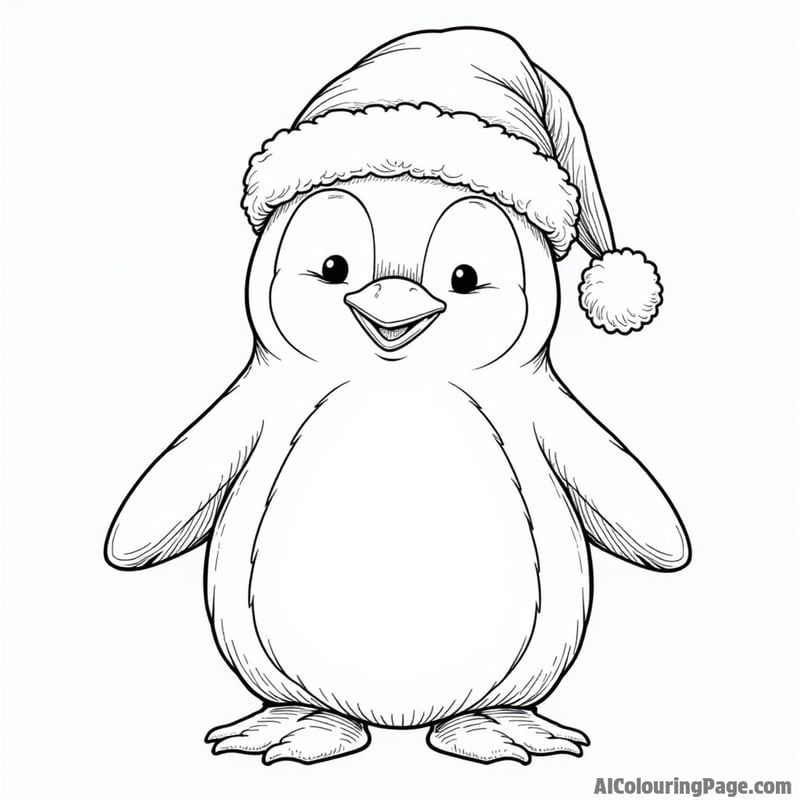 Penguin wearing a Santa hat