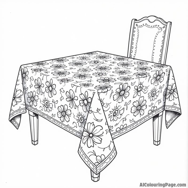 A floral pattern on a tablecloth