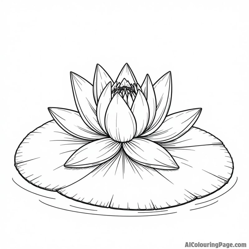 A lily pad with a single water lily