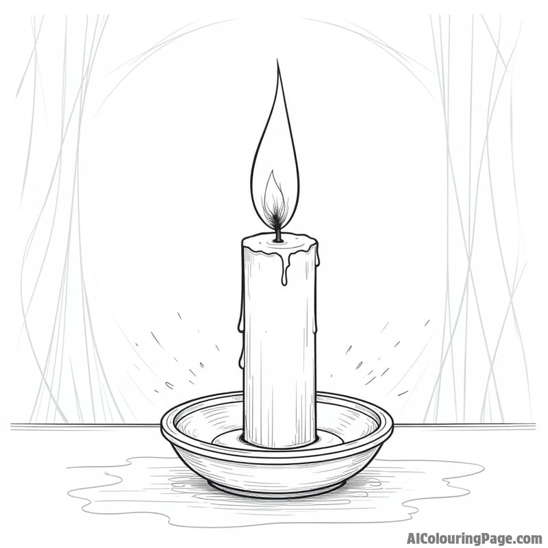 A candle flame illuminating a room