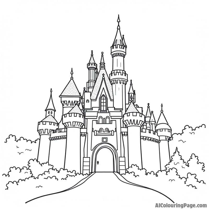 Sleeping Beauty castle at night