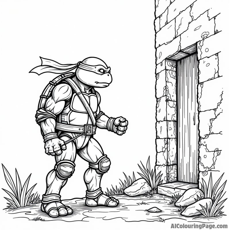 Ninja Turtle exploring an abandoned building