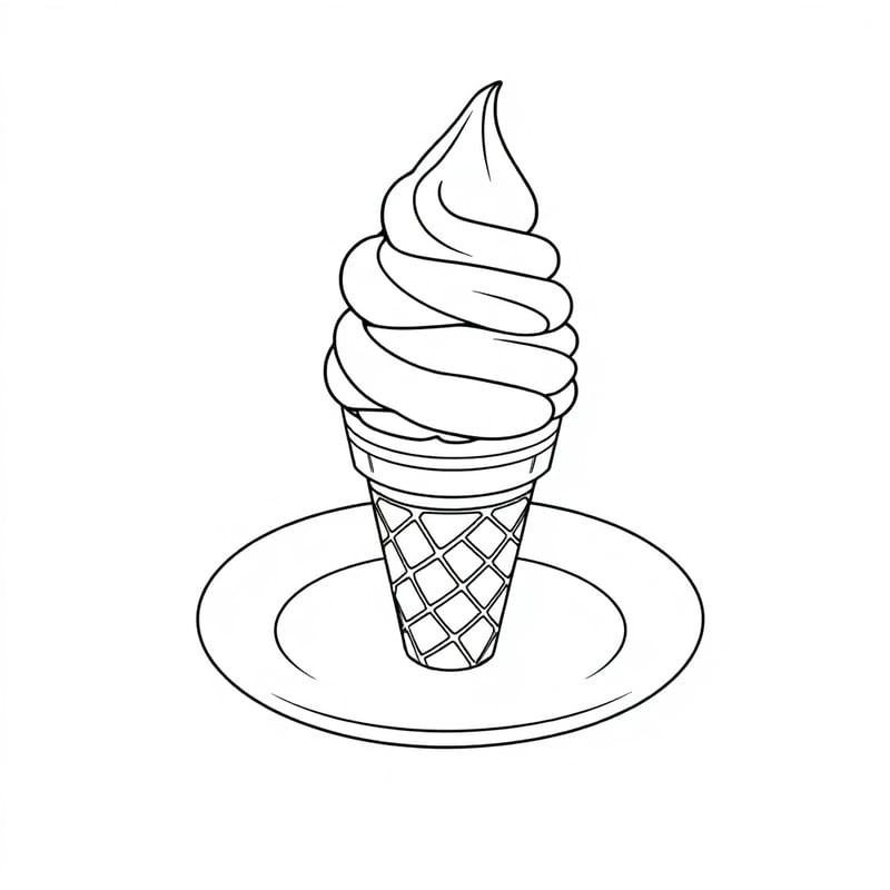 An ice cream cone on a plate