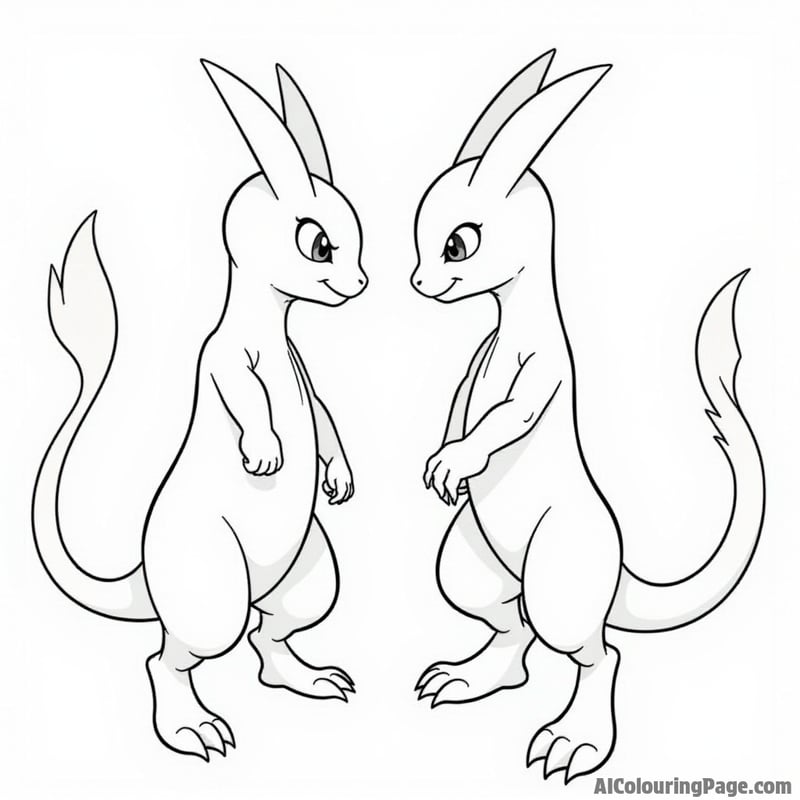Mewtwo facing off against a trainer