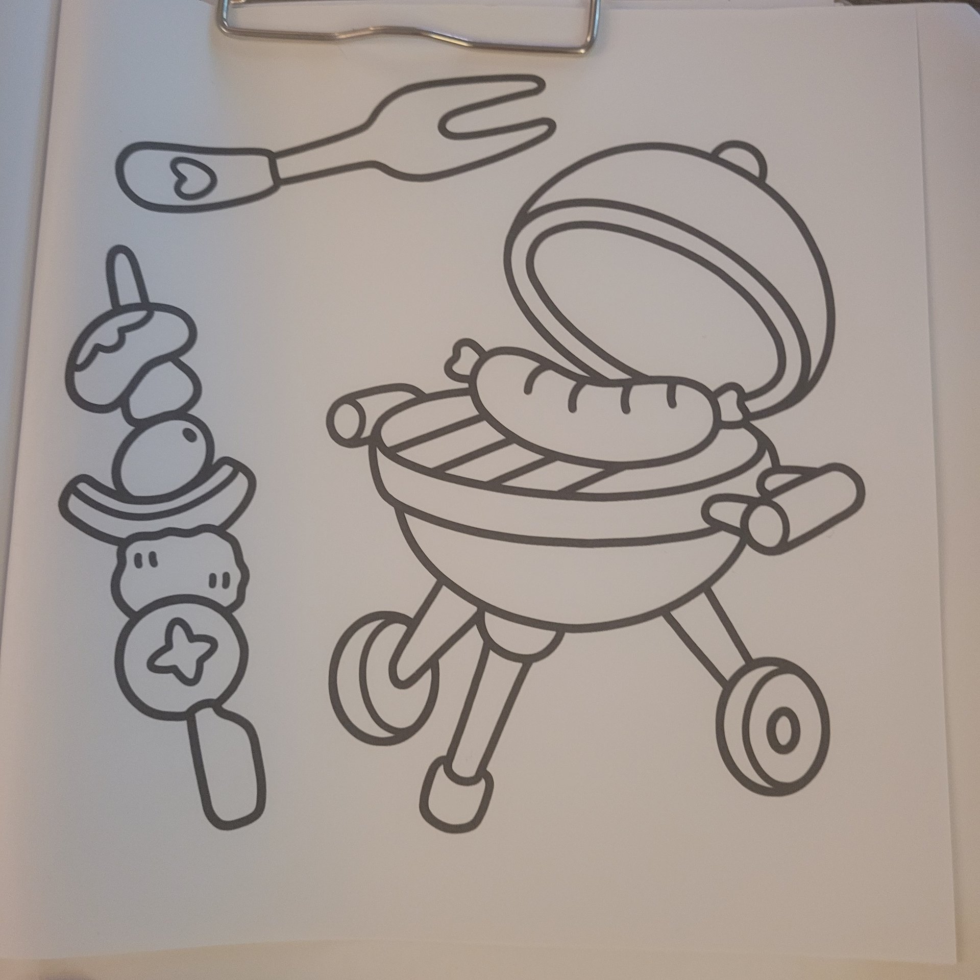 Printable summer fun coloring page with sun and surf