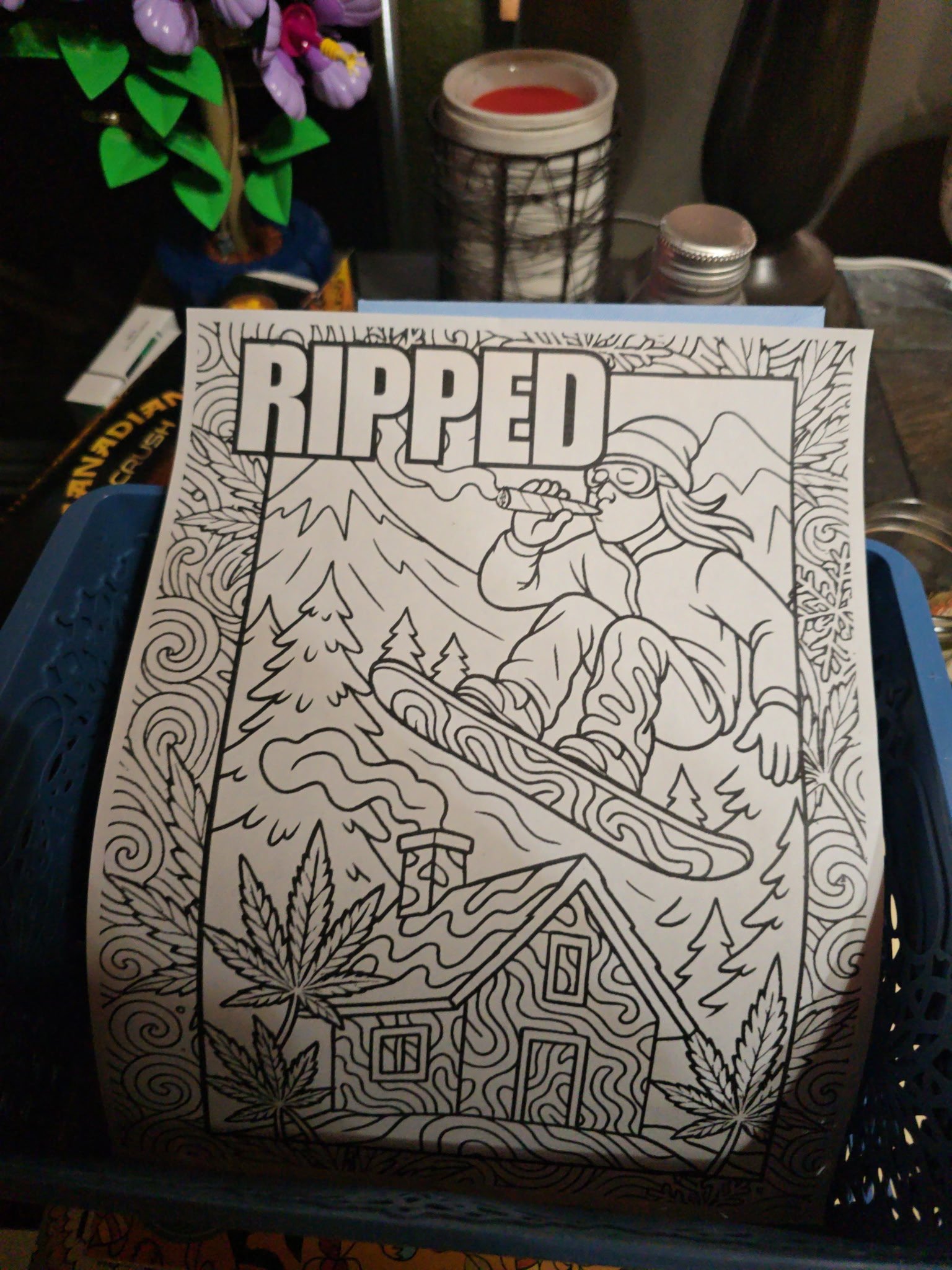 Colorful AI generated flower coloring page