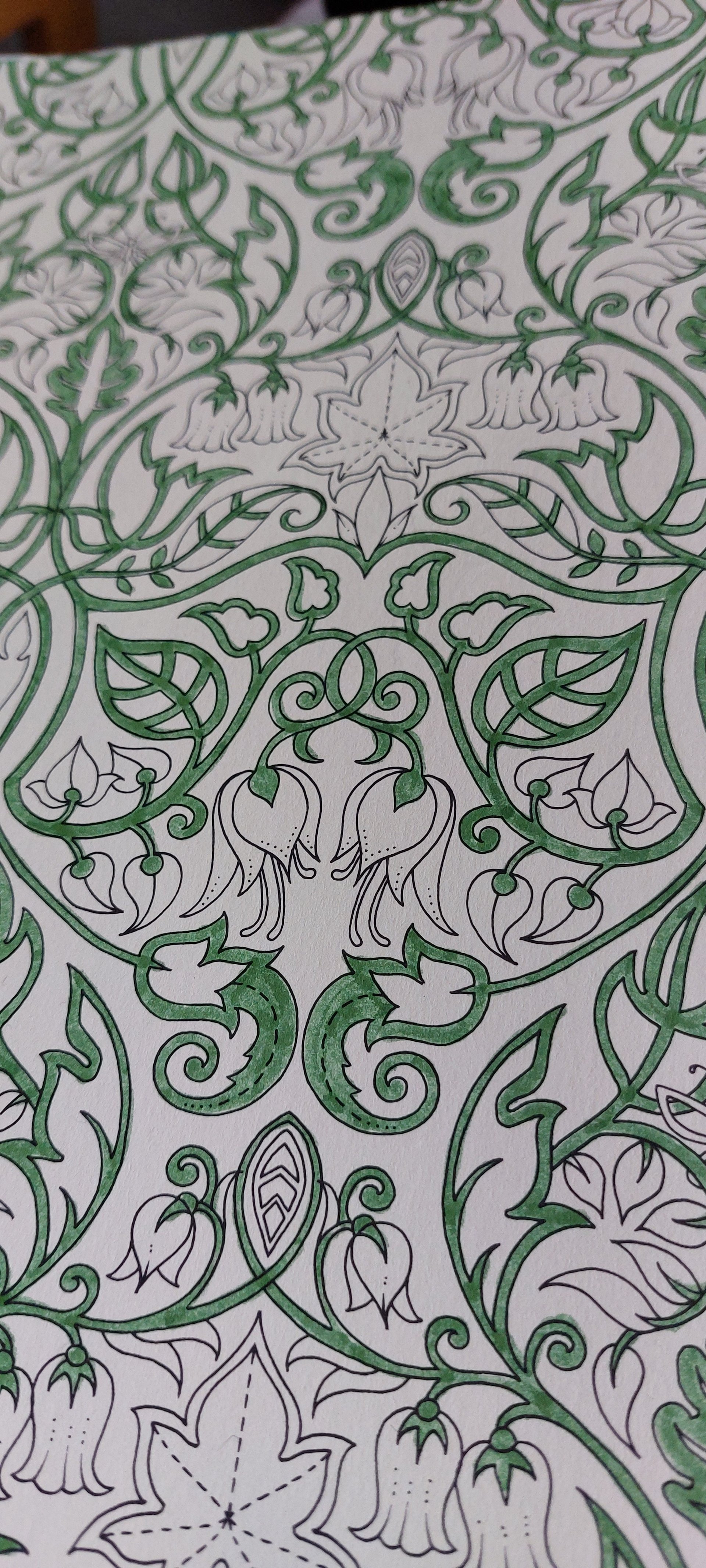 Serene landscape coloring page designed for relaxation