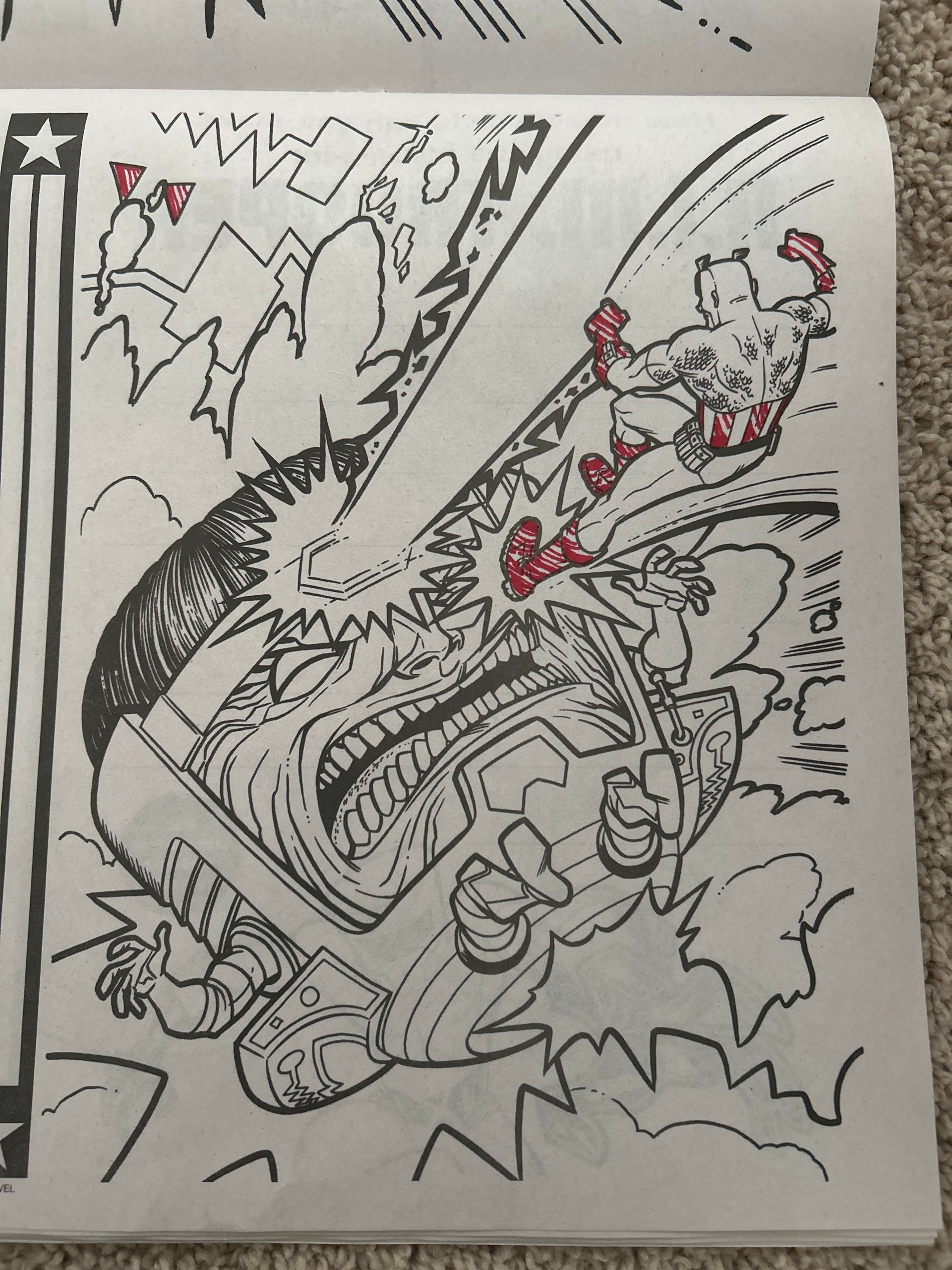 Printable superhero coloring page featuring a brave comic character