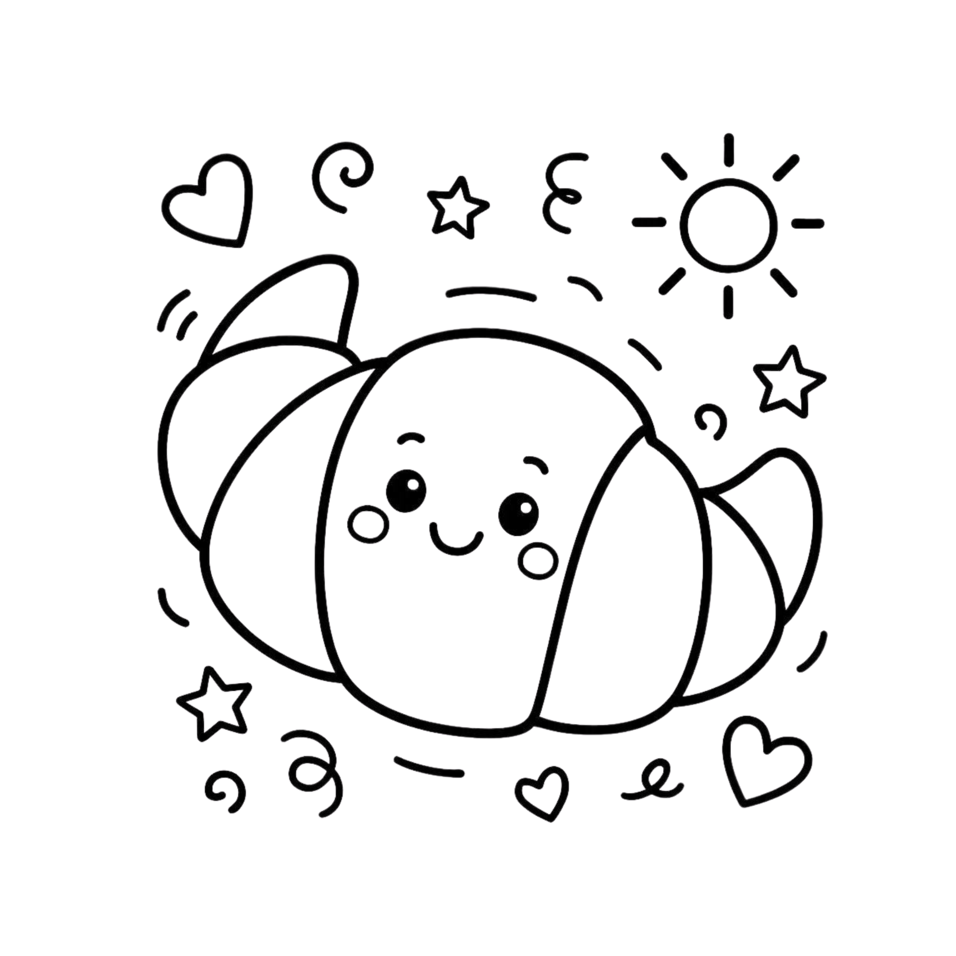 Colorful croissant coloring page filled with intricate designs