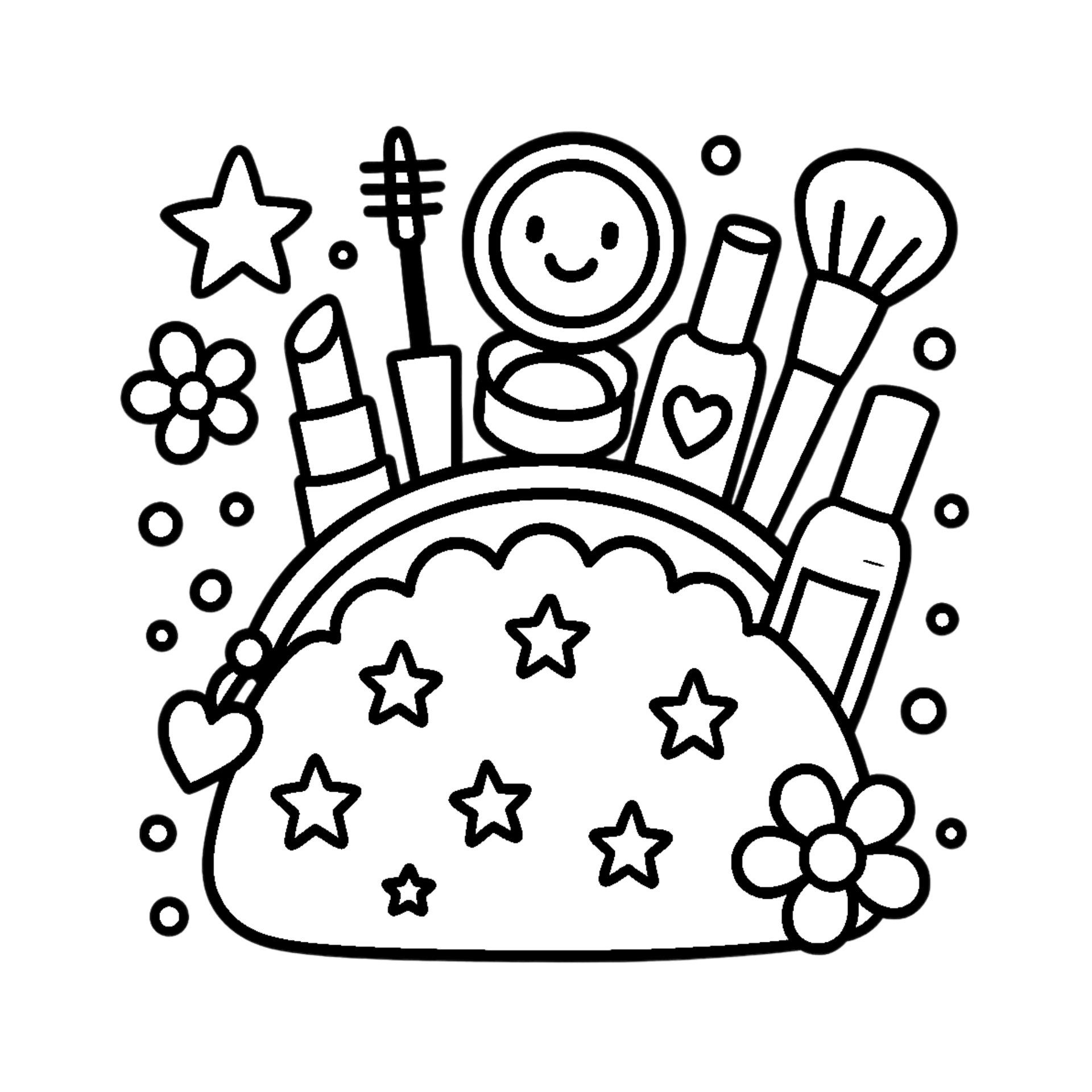 Coloring page of a stylish girl with fashionable accessories