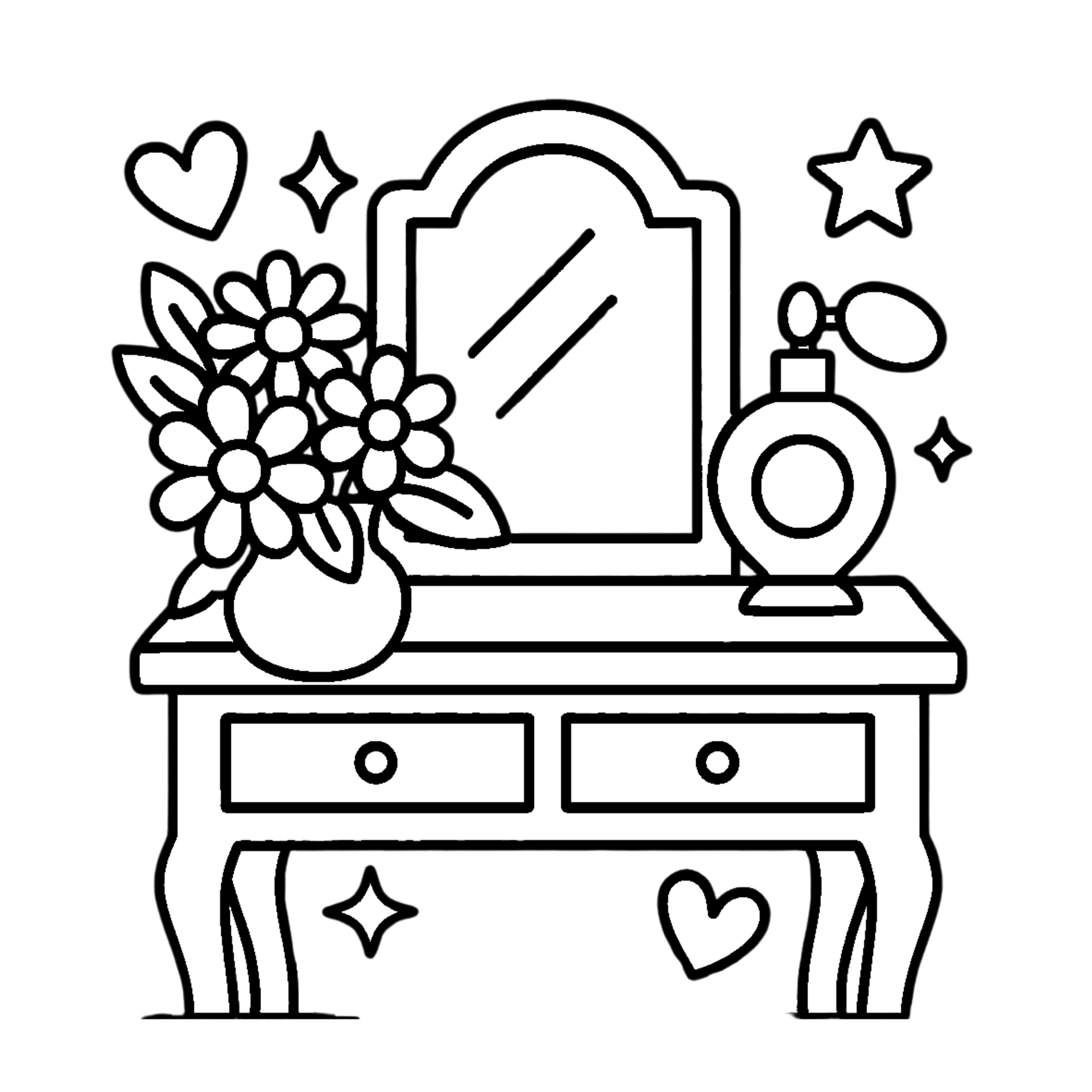 Cute girly coloring sheet depicting a unicorn in a magical land