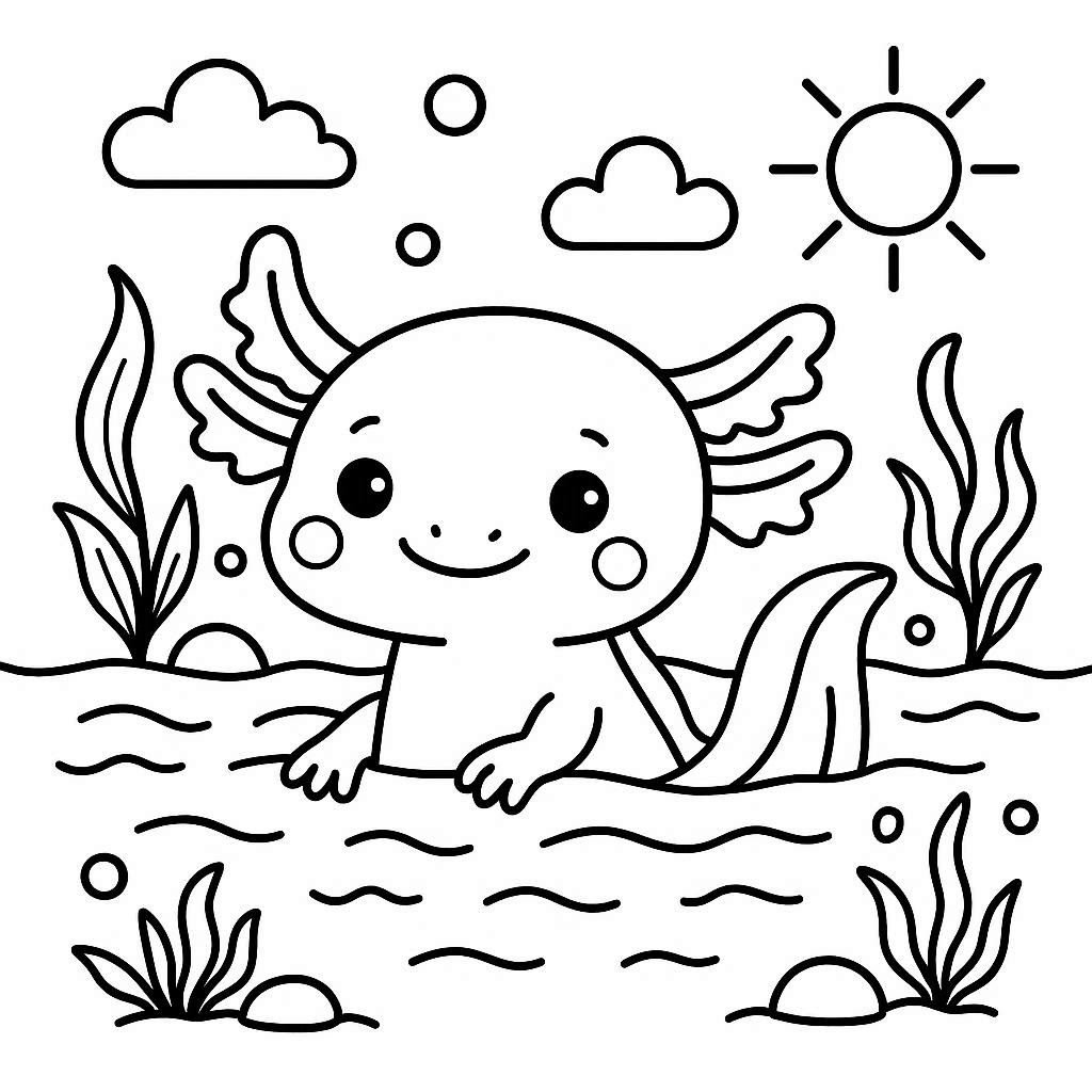 Fun and cute characters coloring page for adults