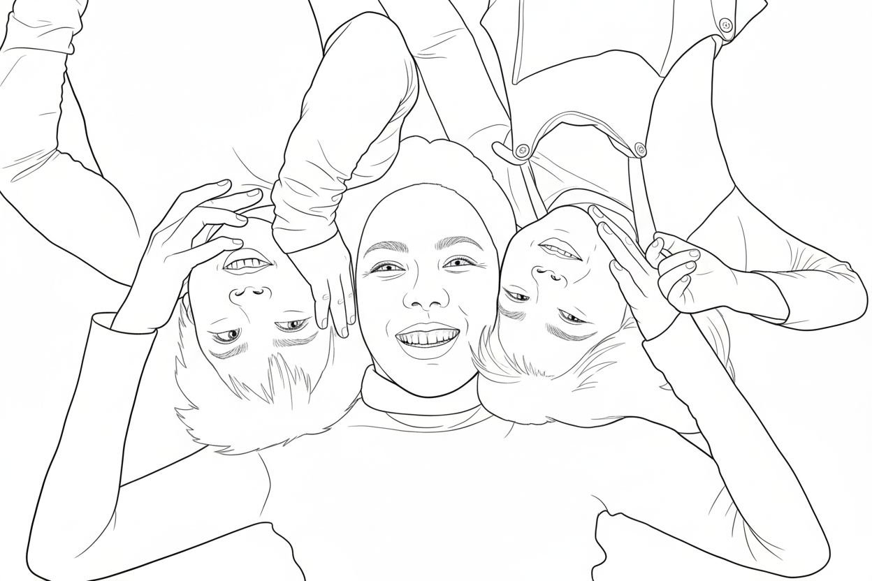 Printable Halloween coloring page with playful ghosts and pumpkins