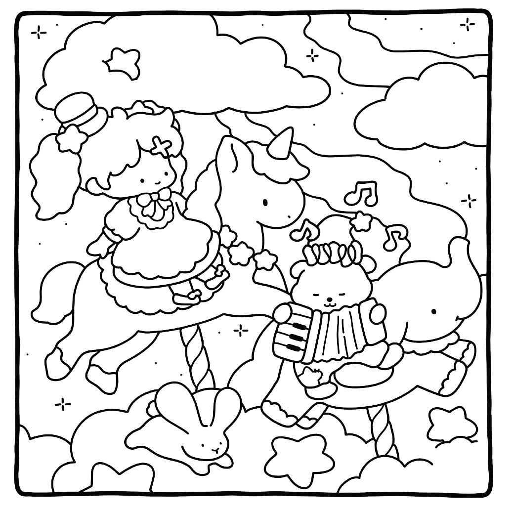 Printable pastel unicorn coloring page for kids