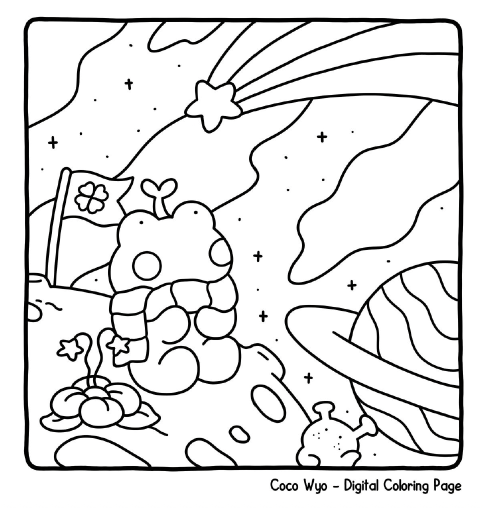 Colorful frog coloring page with intricate designs