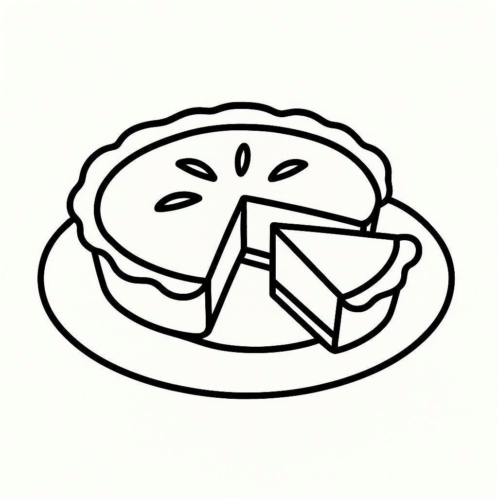 AI generated coloring page of a classic apple pie
