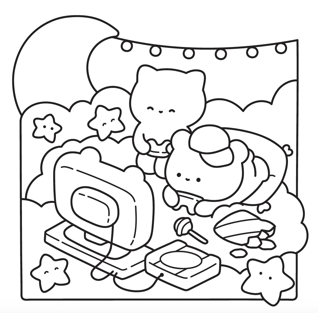 Magical forest scene filled with dreamy creatures