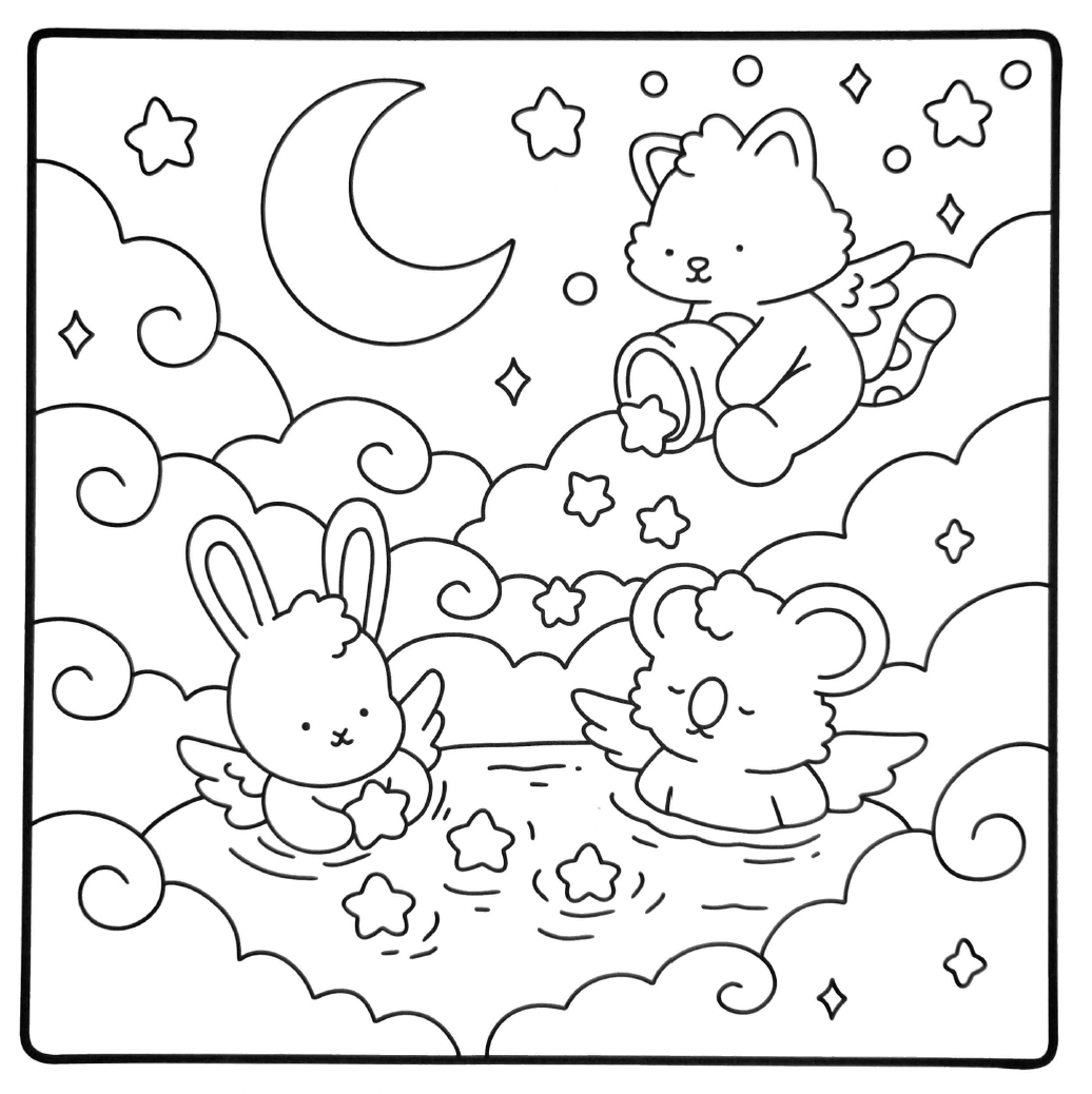 Printable pastel unicorn coloring page for kids