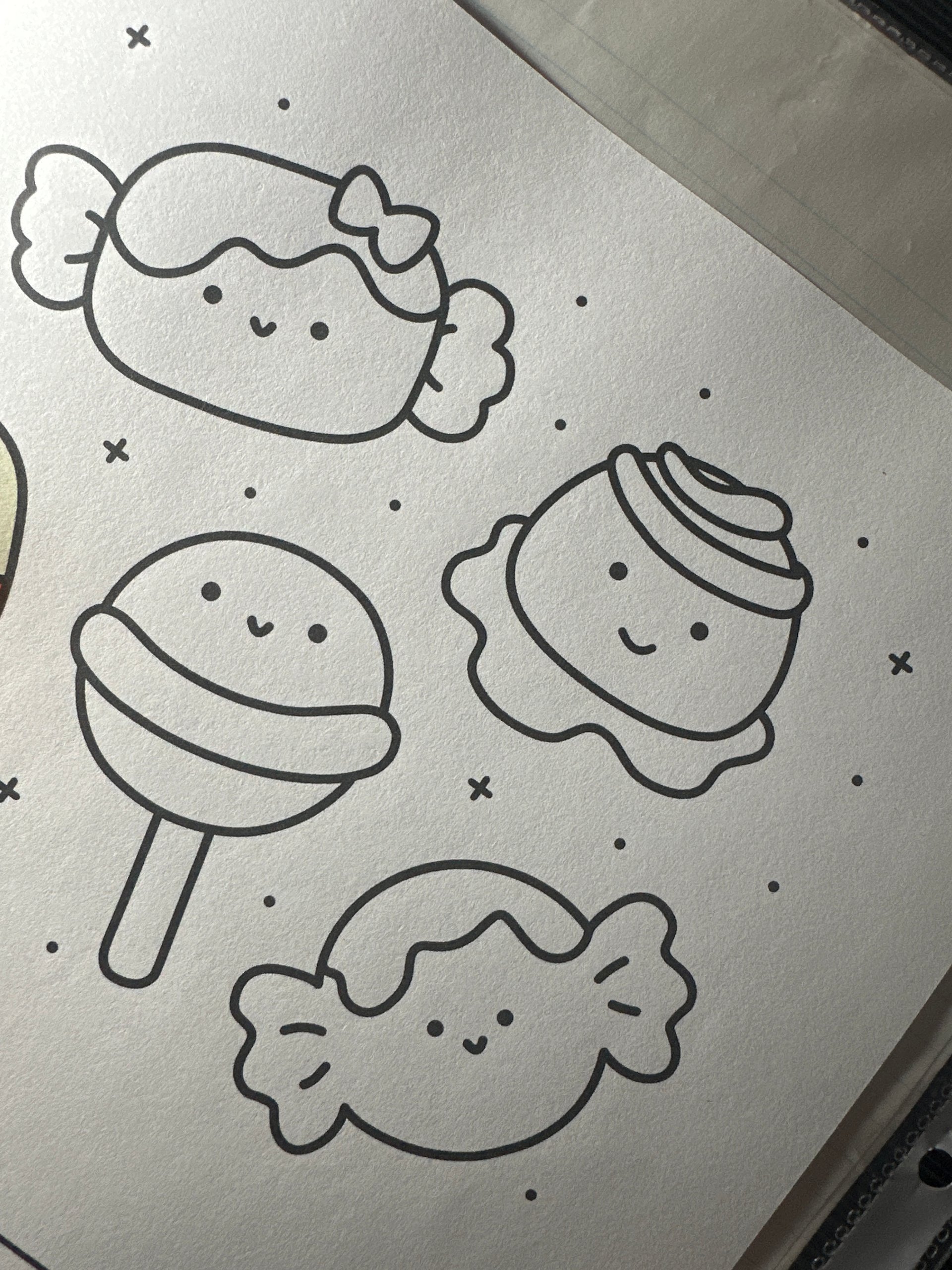 Adorable kawaii unicorn coloring page design