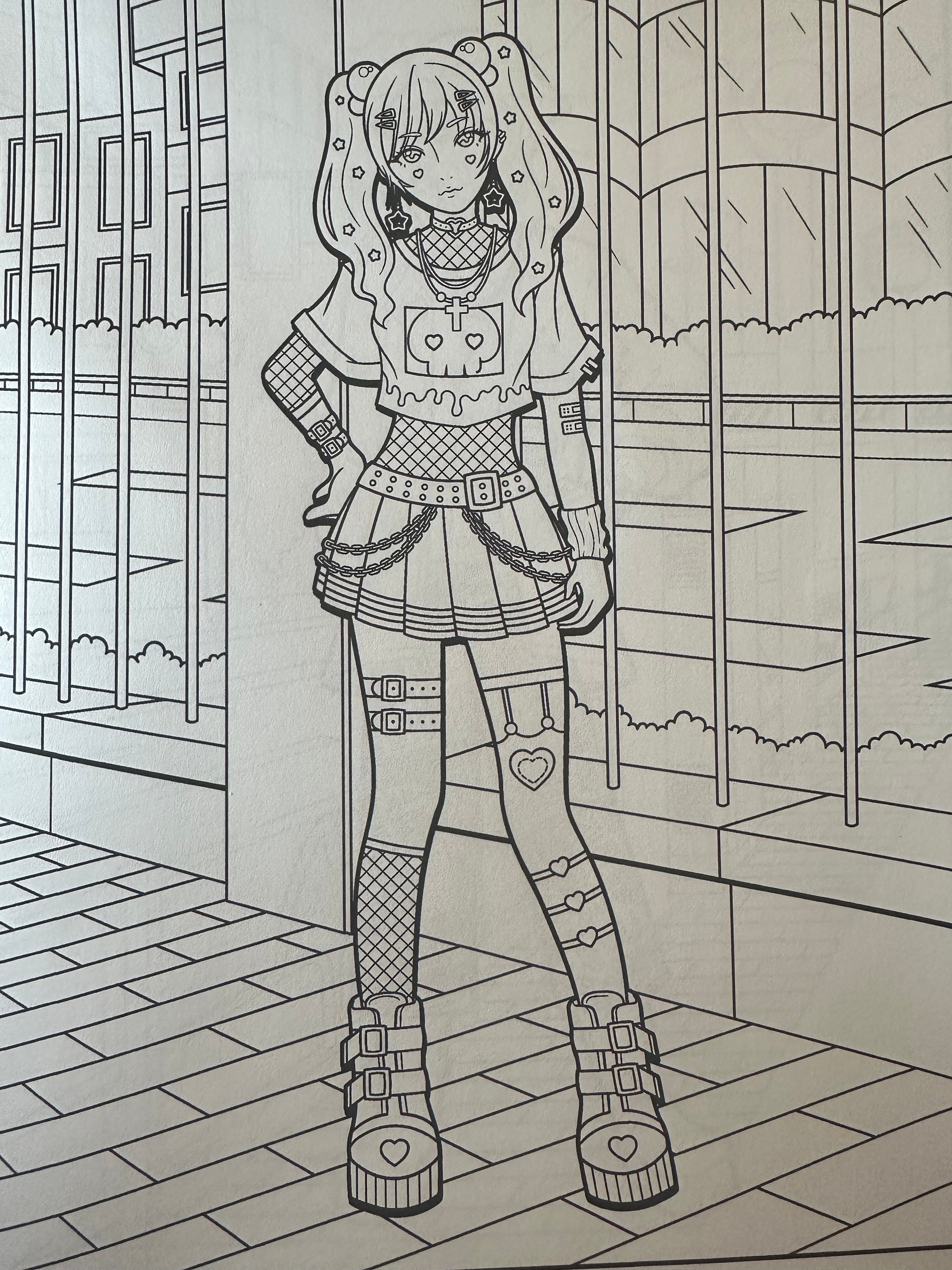 Charming whimsical illustration for a cool coloring page