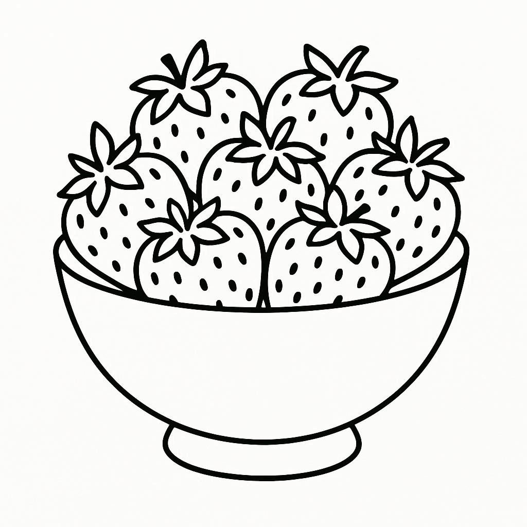 AI-generated coloring page of vibrant strawberries