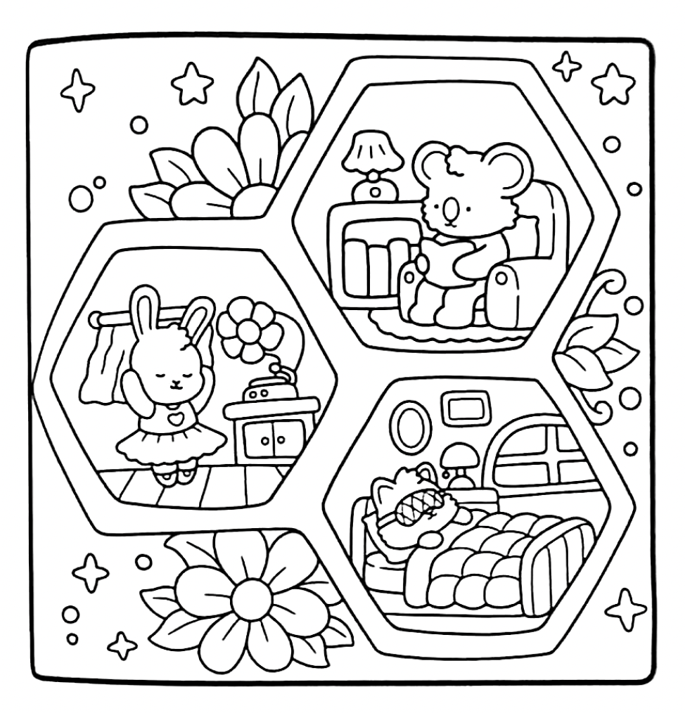 Playful kittens coloring page for relaxing creativity