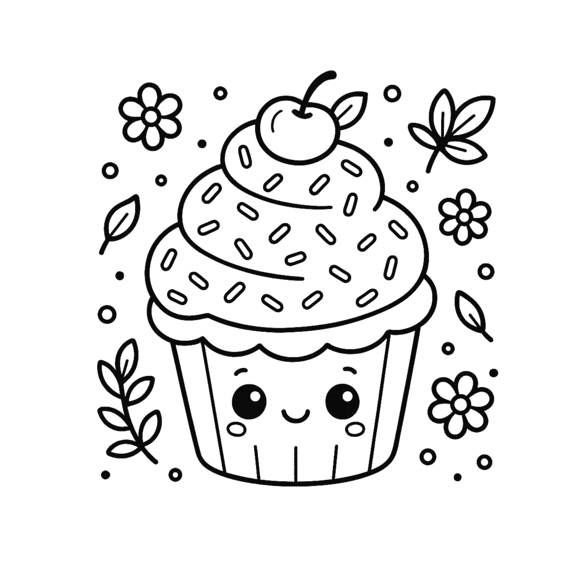 AI generated coloring page of hearts and flowers