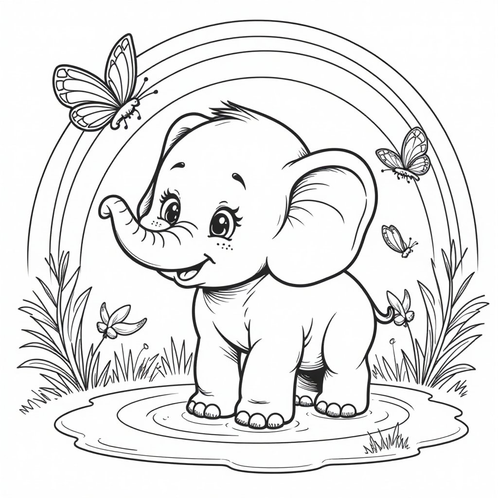 Kawaii cat character coloring page for kids