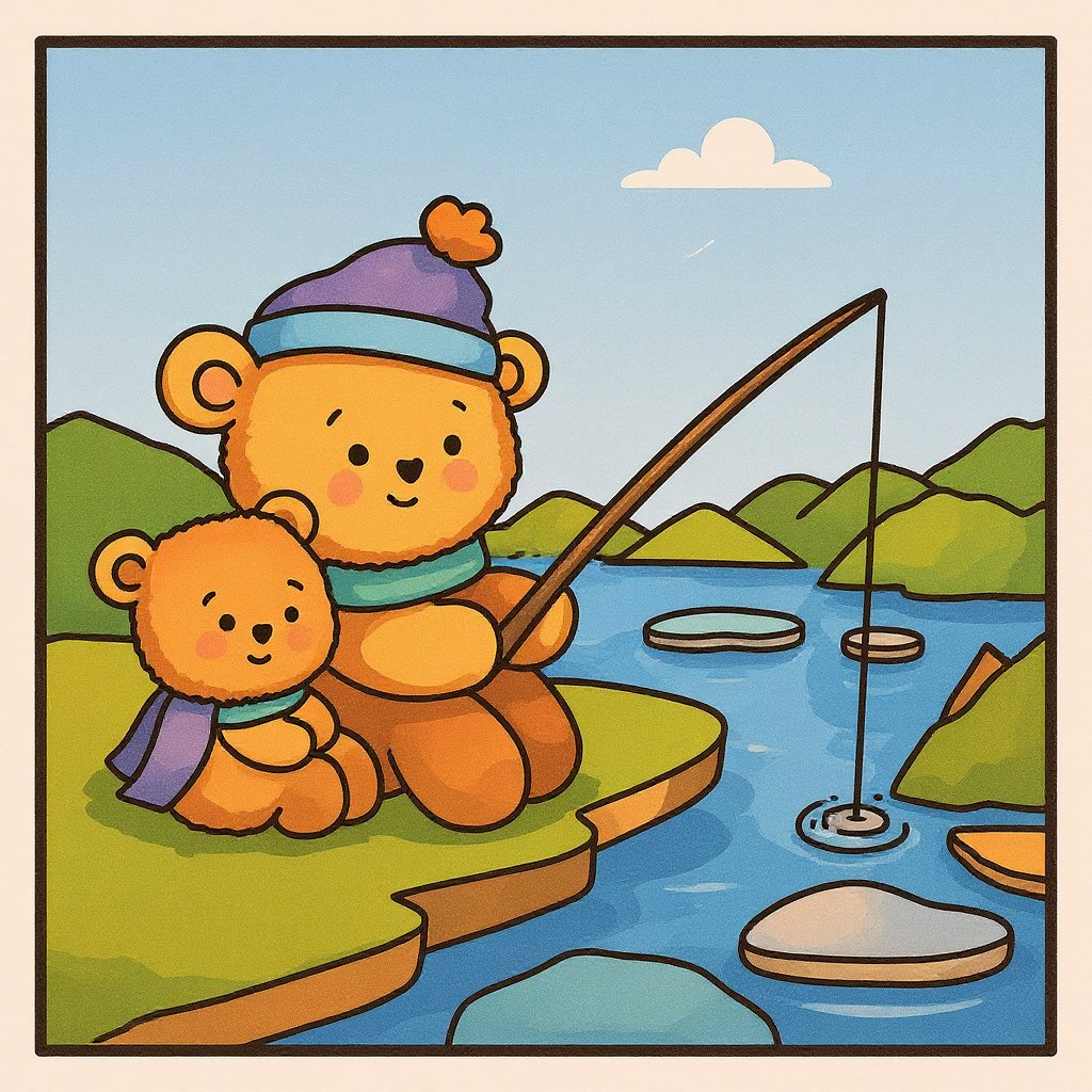 Detailed fishing scene with a boat on serene waters