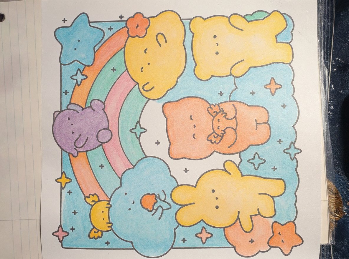 Calm ocean waves in pastel shades coloring page