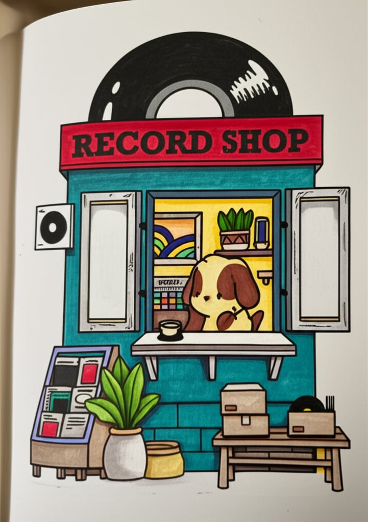 Artistic marker illustrations ready for coloring