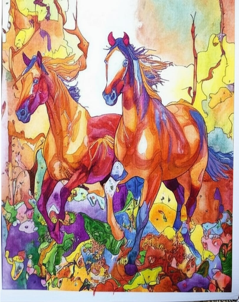 Creative landscape coloring page in bright colors