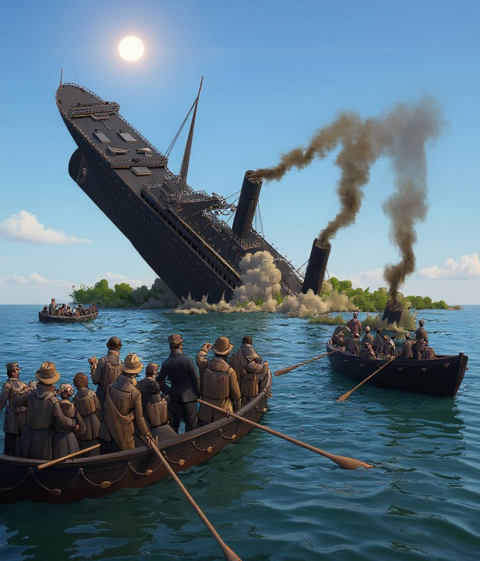 Illustration of Titanic's majestic bow for coloring