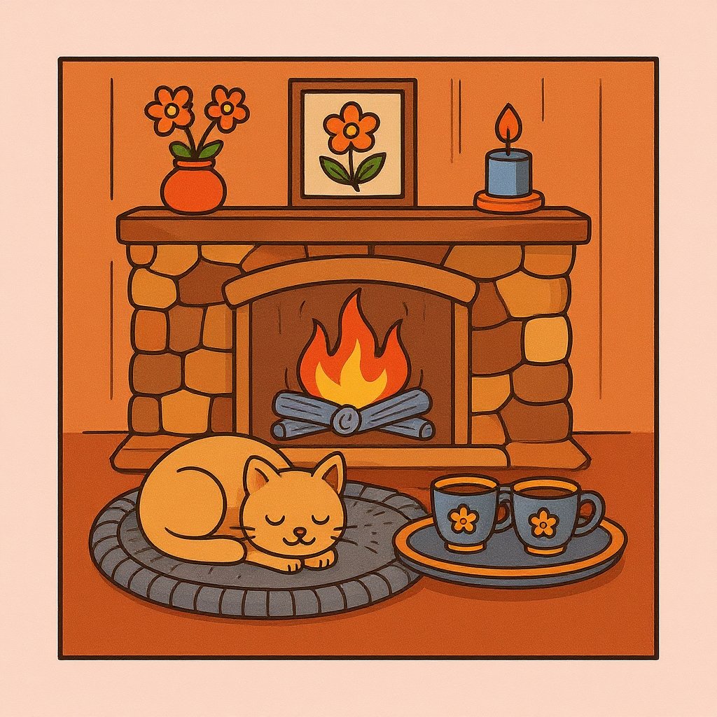 Scenic autumn landscape with trees and falling leaves