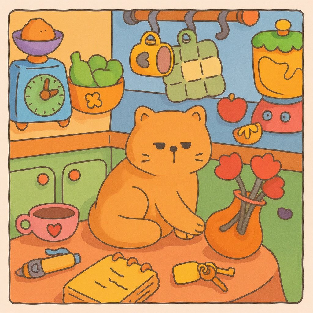 Fun and cute characters coloring page for adults