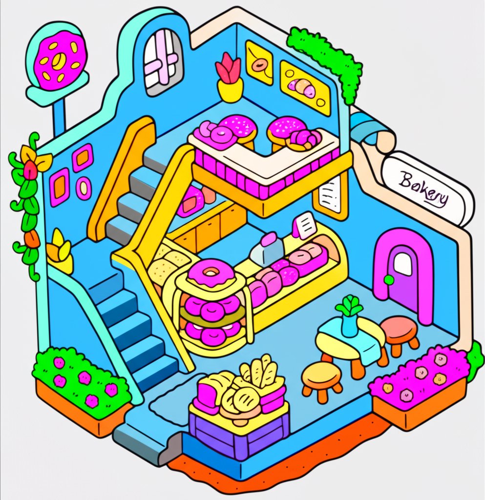 Printable cartoon scene with adorable animals