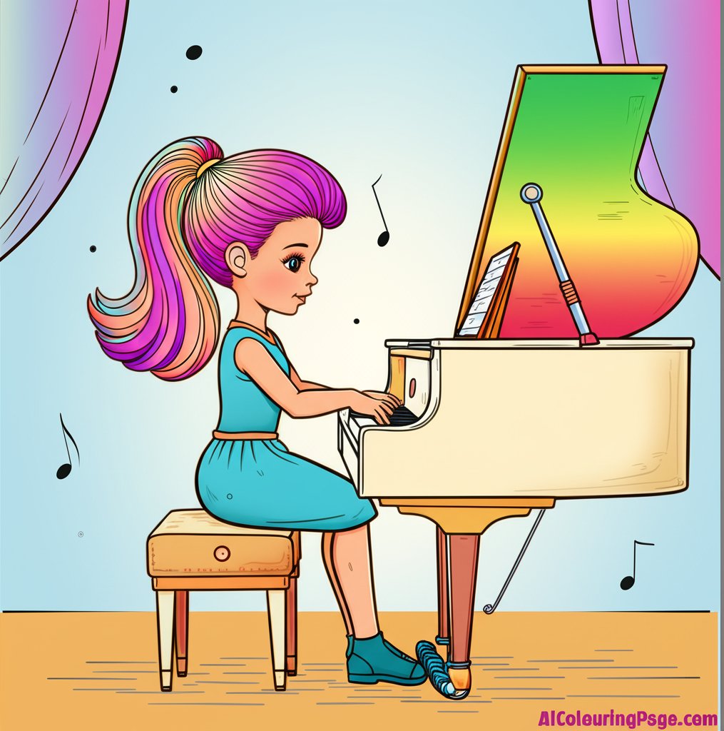 Vibrant gradient landscape coloring illustration