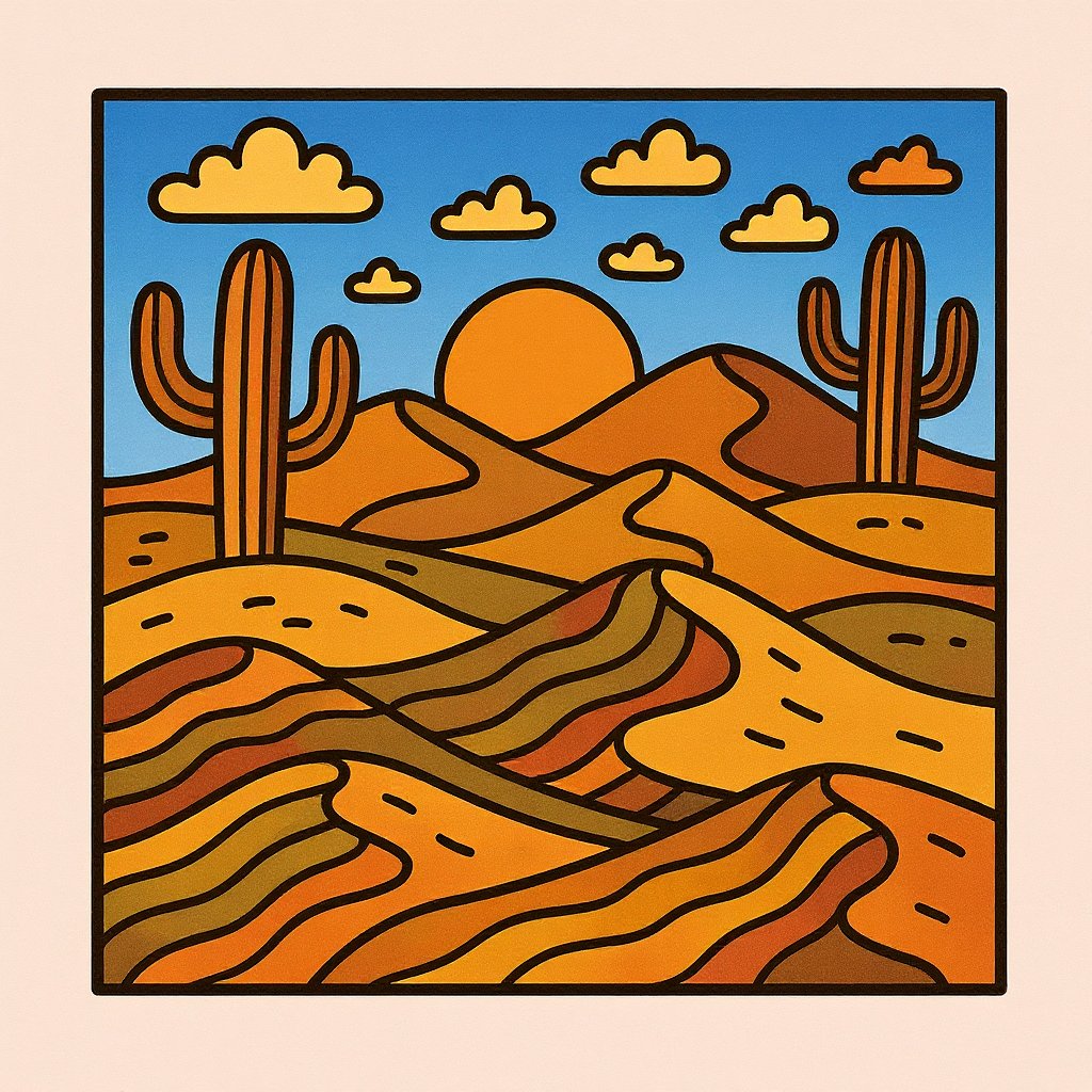 Whimsical desert animals coloring design