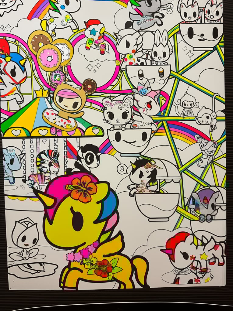 Printable coloring page showcasing vibrant tokidoki art