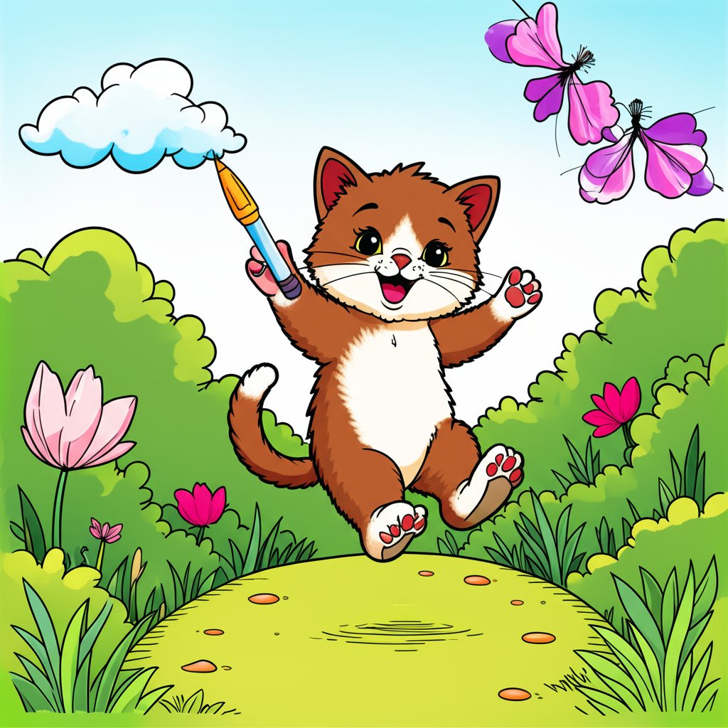 Whimsical marker illustration perfect for coloring