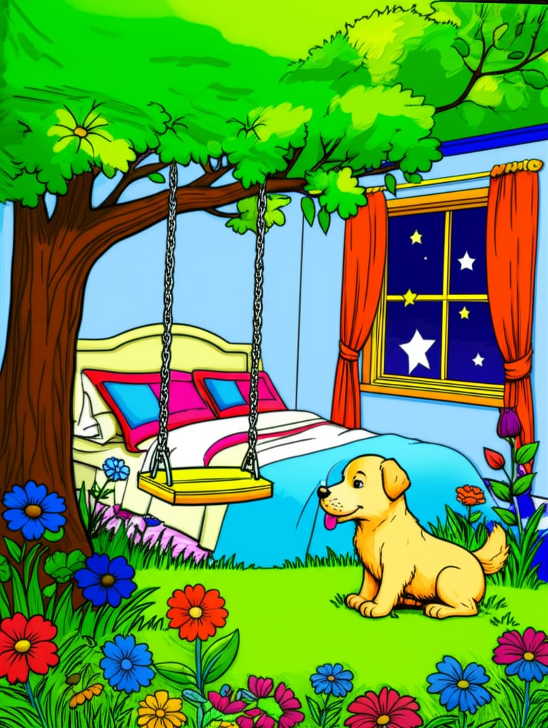 AI-generated cartoon character coloring page