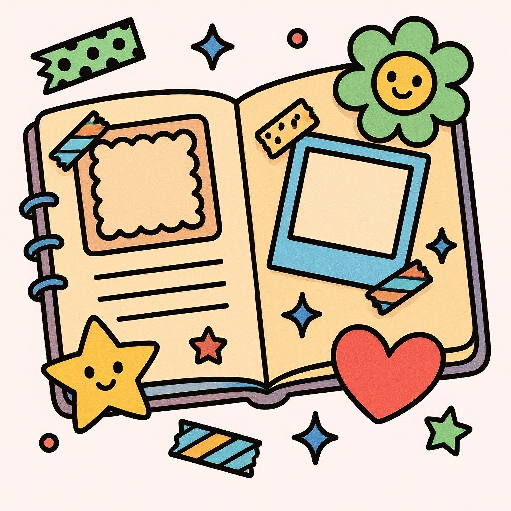 Printable scrapbook coloring page featuring floral designs