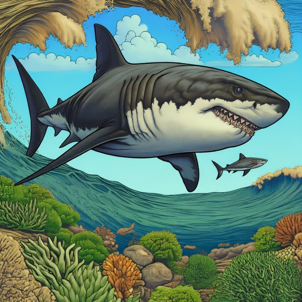 Coloring page of a mermaid under the sea with sea creatures