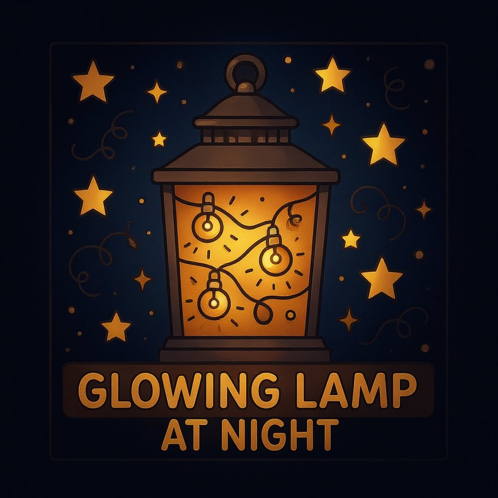 Coloring page scene of a night-time garden with fireflies